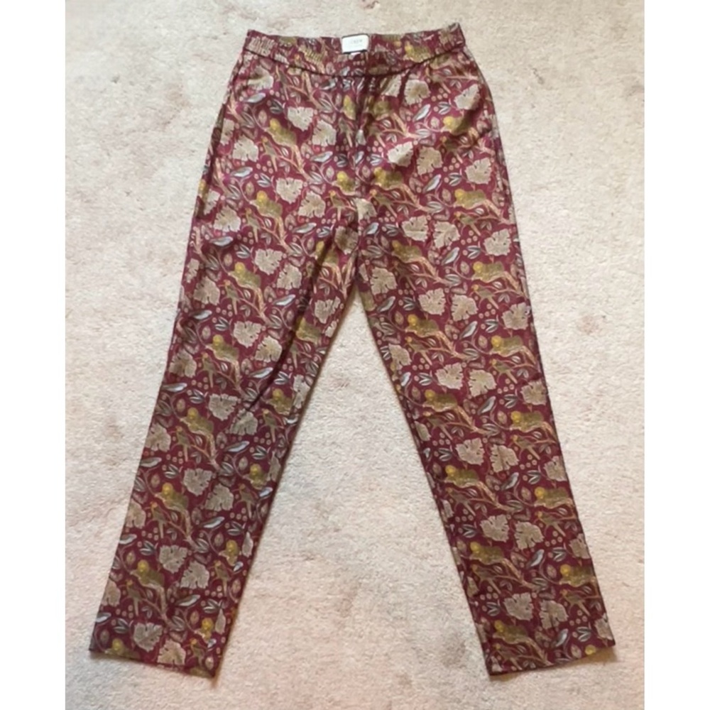 Pull-on silk-twill pant in jungle cat print - Picture 4 of 11